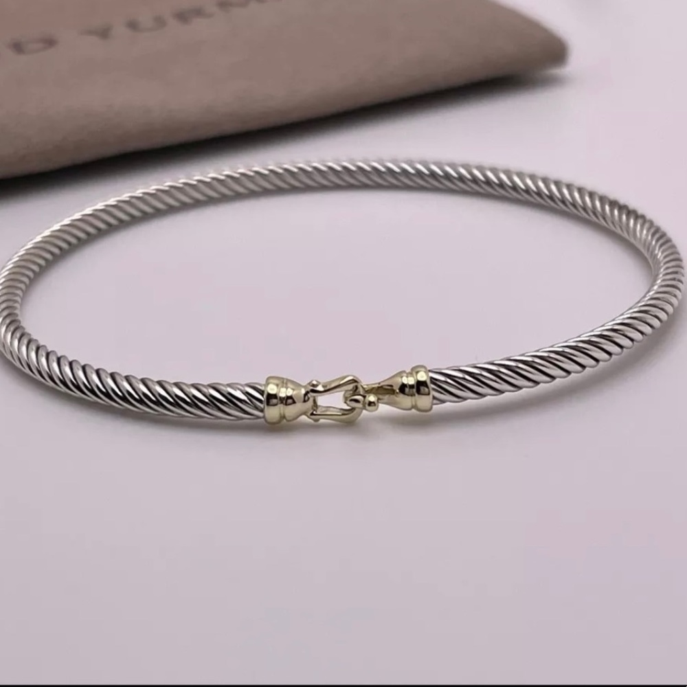 💛David Yurman 3mm cable buckle bracelet with gold